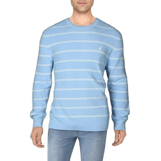 Nautica Mens Striped V-Neck Button Cardigan Sweater Navy Blue XL